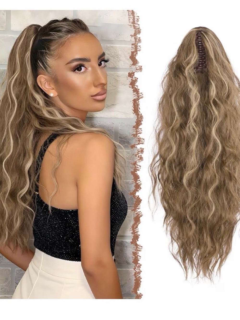 Wavy Clip-In High Ponytail Extension - Light Brown Blonde ~ NEW NEVER WORN